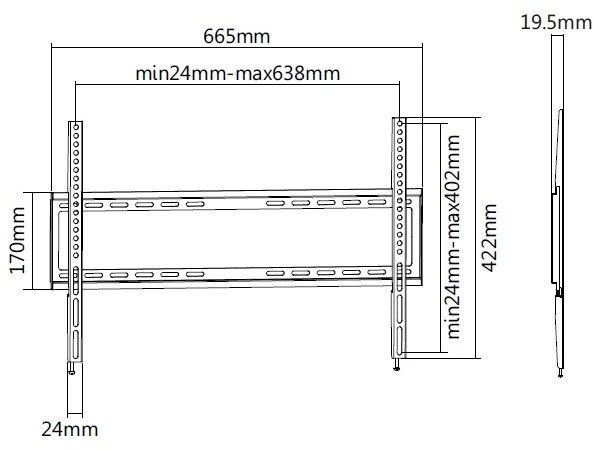 Equip Equip sieninis laikiklis 37"-70"/ 1TFT 35kg fiksuotas juodas