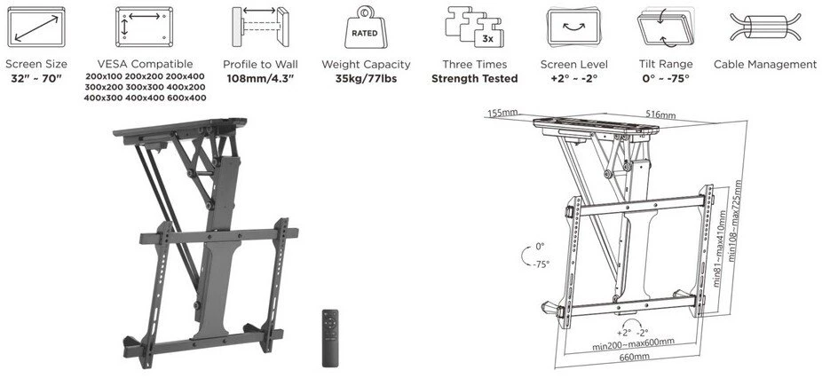 Laikiklis Biurko Equip modelis 650610 32' - 65'