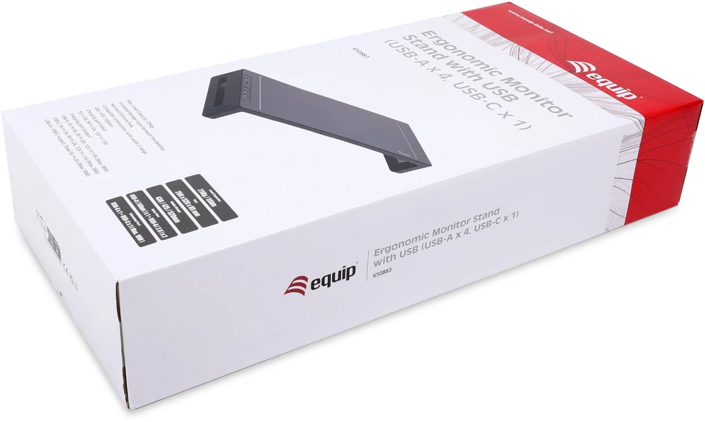 Laikiklis „Equip Juoda“ monitoriaus pakėlimo komplektas, 4xUSB-A/USB-C/+, 25 kg