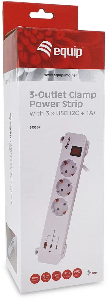 Equip 245556 elektros tinklo ilgintuvas 2 m 3 AC išvestis(ys / čių) Vidaus Balta