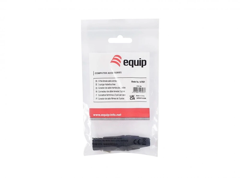 Equip Kabelinė jungtis 3-pin lizdas juoda