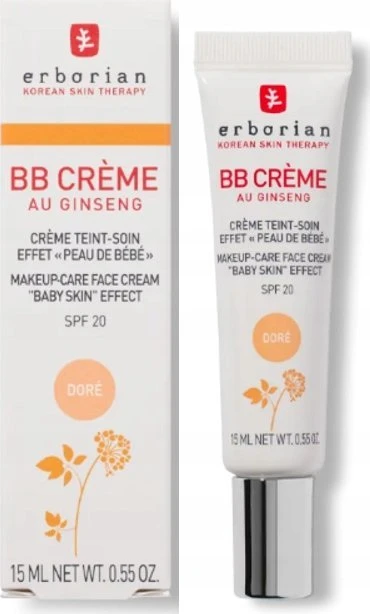 Erborian BB veido kremas su ženšenio ekstraktu ir SPF 20, spalva: Doré, 15 ml