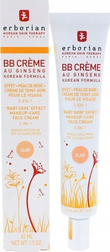 Erborian BB veido kremas su ženšenio ekstraktu ir SPF 20, spalva: Nude, 40 ml