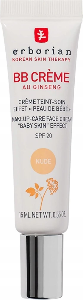 Erborian BB veido kremas su ženšenio ekstraktu ir SPF 20, spalva: Nude, 15 ml