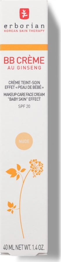 Erborian BB veido kremas su ženšenio ekstraktu ir SPF 20, spalva: Nude, 40 ml