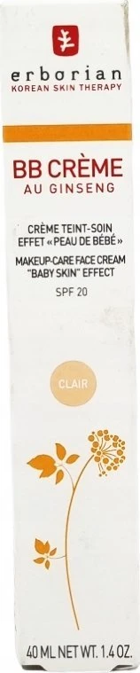 Veido kremas Erborian BB Crème Au Ginseng SPF20, 40 ml, spalva: Doré