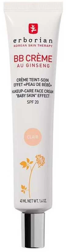 Veido kremas Erborian BB Crème Au Ginseng SPF20, 40 ml, spalva: Clair