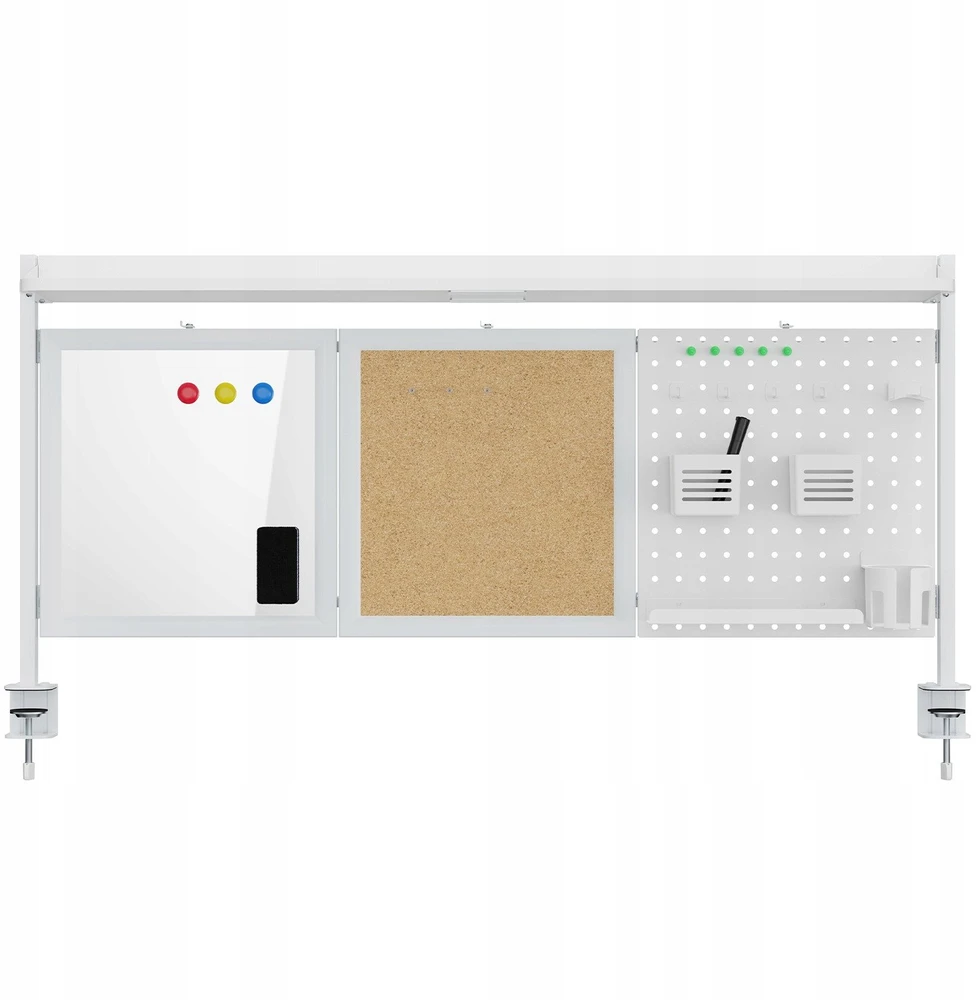 Przegroda Ergo Office stalo pertvara/organizatorius, maks. apkrova 10 kg, balta ir kamštinė lenta, plotis 1250 mm, balta, ER-300 W
