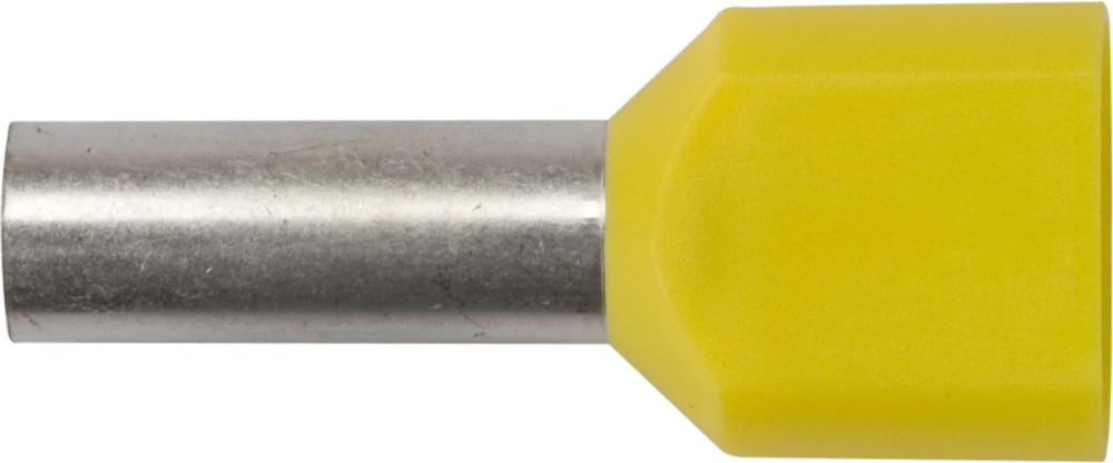 Ergom E08KH-02020102401 Izoliuota kabelio antgalis HI 2X6/14 DIN geltonas E08KH-02020102401 /100 vnt./