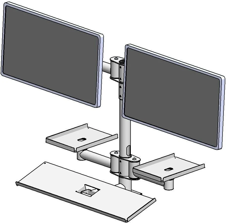 Ergonomic Solutions sieninis laikiklis su dvigubu laikikliu