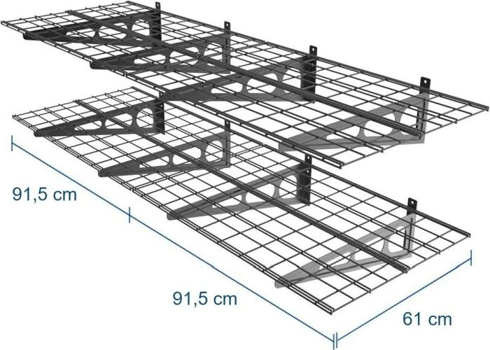 Laikiklis Fiber Mount Ergosolid PG26B - Dviguba metalinė pakabinama garažo lentyna. Tvirta iki 90 kg kiekviena lentyna!