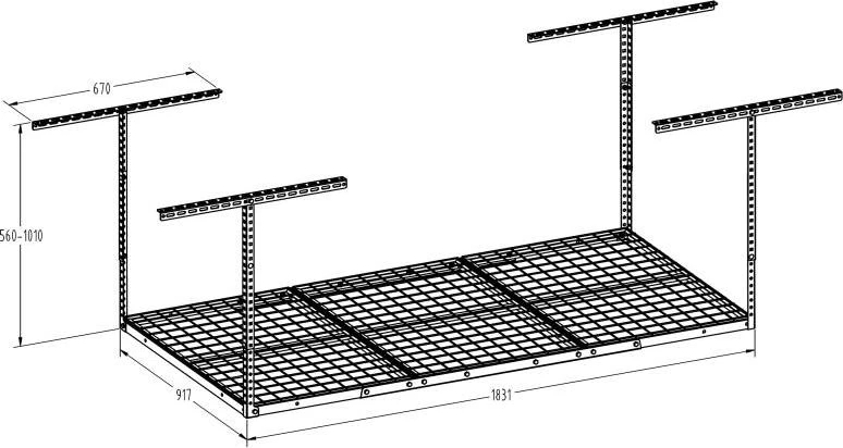 Laikiklis Fiber Mount Ergosolid SG36B - Metalinė lubinė garažo lentyna. Tvirta keliamoji galia 200 kg!