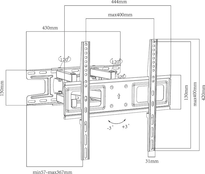 Ergosolid TV laikiklis REDOX K35 26"-60" (iki 35 kg, VESA iki 40*40 cm)