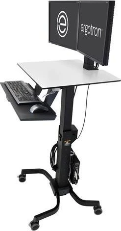 Laikiklis „Ergotron WorkFit-C Dual HD“ sėdima-stovima darbo stotis. Tinka 61 cm / 24 colių ekranams, sveriantiems 14,7kg. Palaiko iki 63 cm VESA 75x75 100x100 mm.