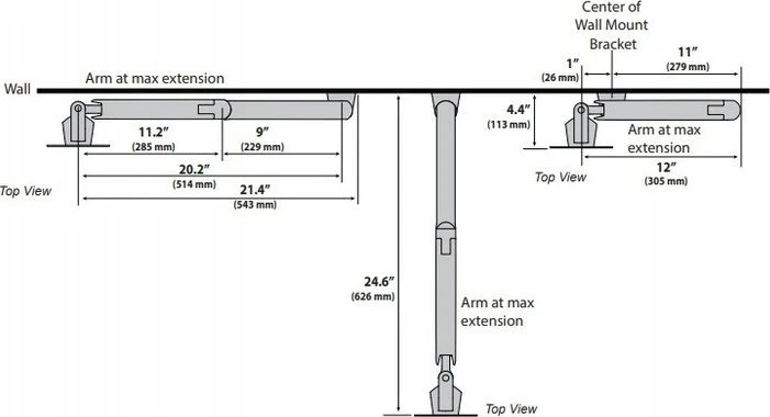 Ergotron Laikiklis ścienny na monitorius 20" - 34" MXV Wall Monitorius Arm (45-505-224)