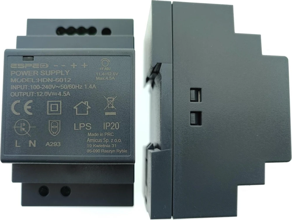 DIN bėgelio ESPE HDN-6012 12V/54W/4.5A JUNGIMO MAITINIMAS