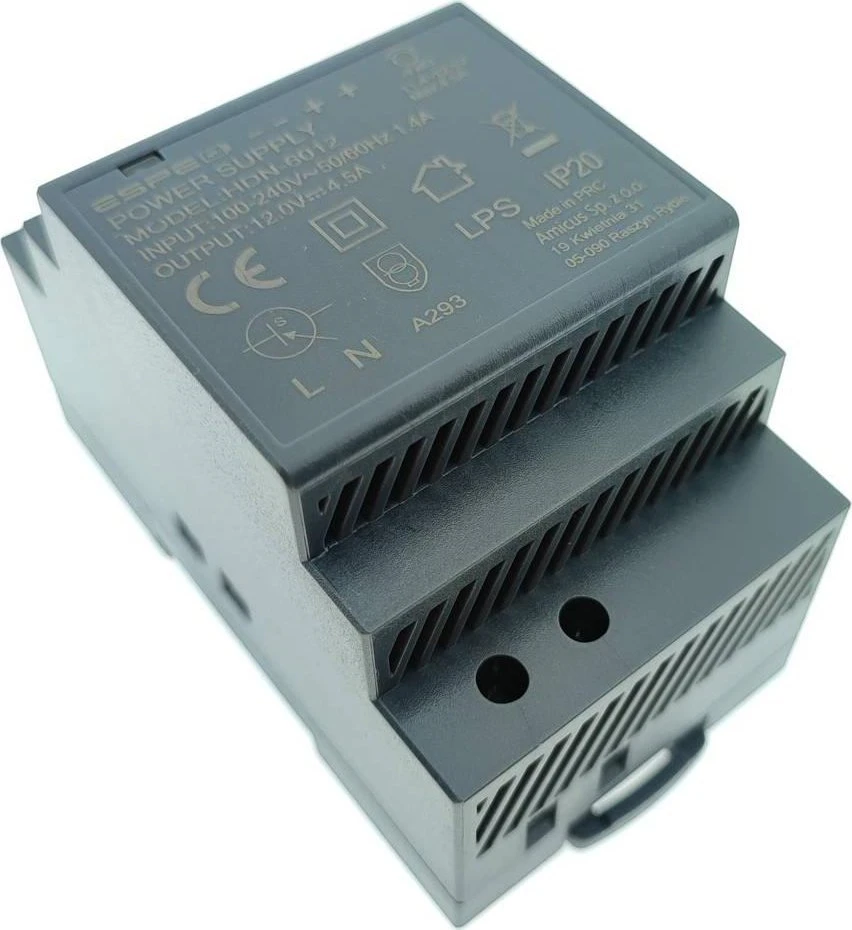 DIN bėgelio ESPE HDN-6012 12V/54W/4.5A JUNGIMO MAITINIMAS