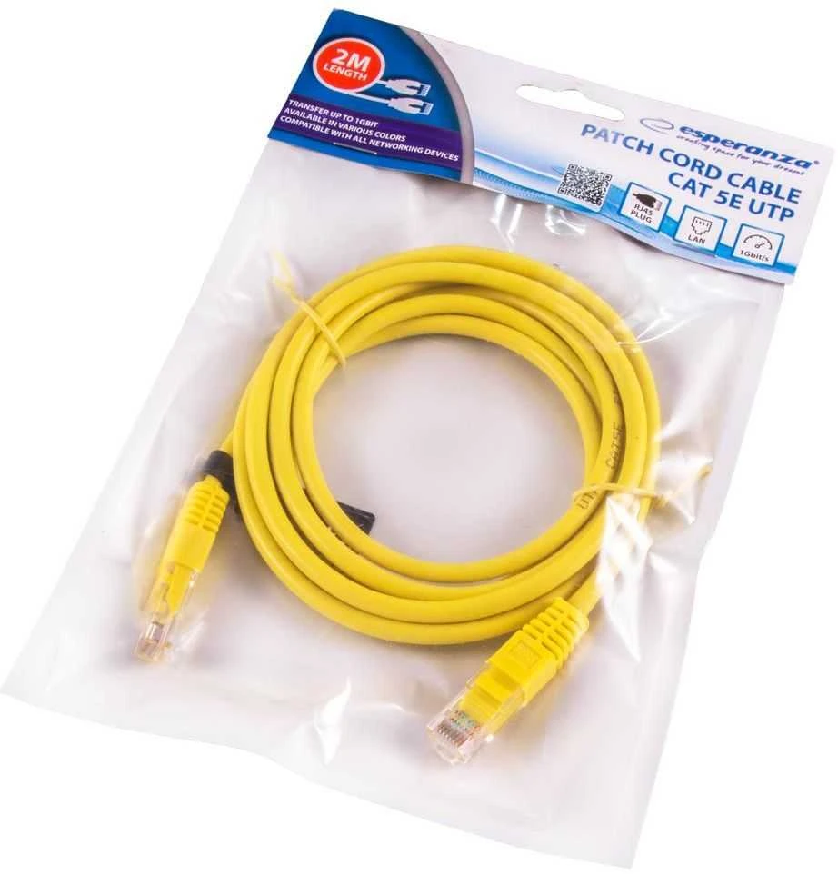 Esperanza RJ-45/RJ-45, kat.5e, U/UTP, geltona, 2m (EB274Y)