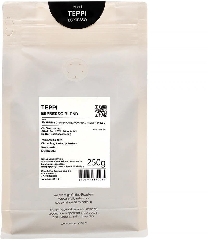 Miga Coffee Kavos pupelės ESPRESO ITALIANO Kavos pupelės Miga Teppi Espresso 250g