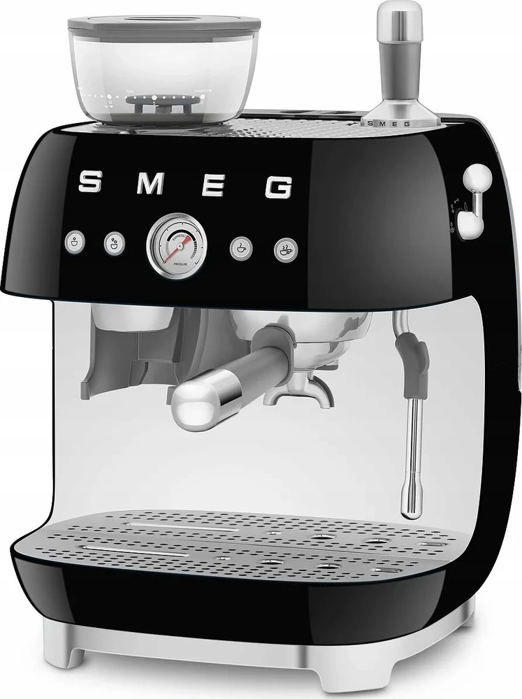 Kavos Aparatas - SMEG EGF03BLEU Pusiau automatinis Espresso su Malūnėliu, Dviejų Termoblokų, Juodas