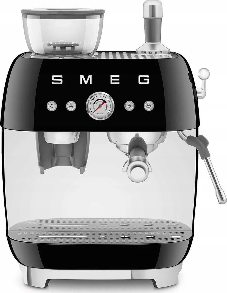 Kavos Aparatas - SMEG EGF03BLEU Pusiau automatinis Espresso su Malūnėliu, Dviejų Termoblokų, Juodas