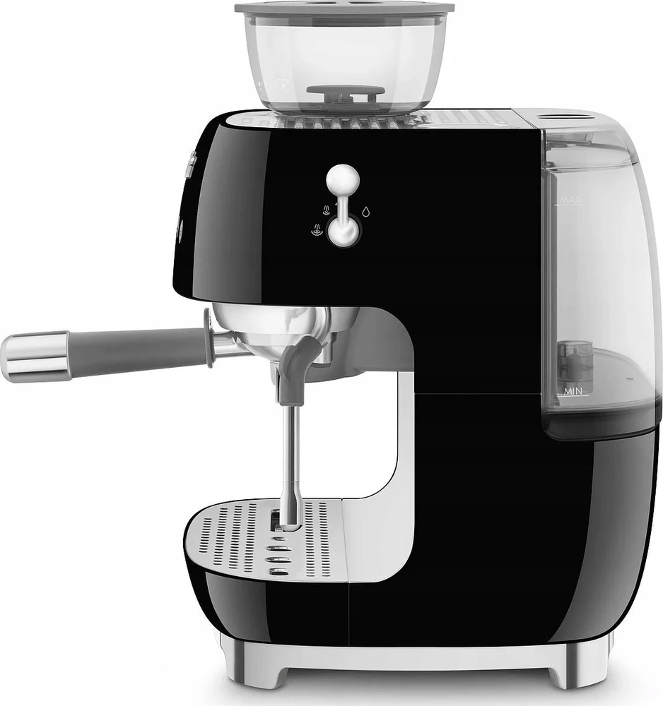 Kavos Aparatas - SMEG EGF03BLEU Pusiau automatinis Espresso su Malūnėliu, Dviejų Termoblokų, Juodas