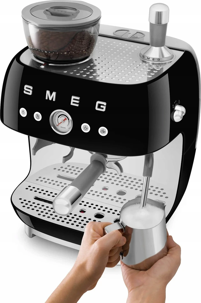 Kavos Aparatas - SMEG EGF03BLEU Pusiau automatinis Espresso su Malūnėliu, Dviejų Termoblokų, Juodas
