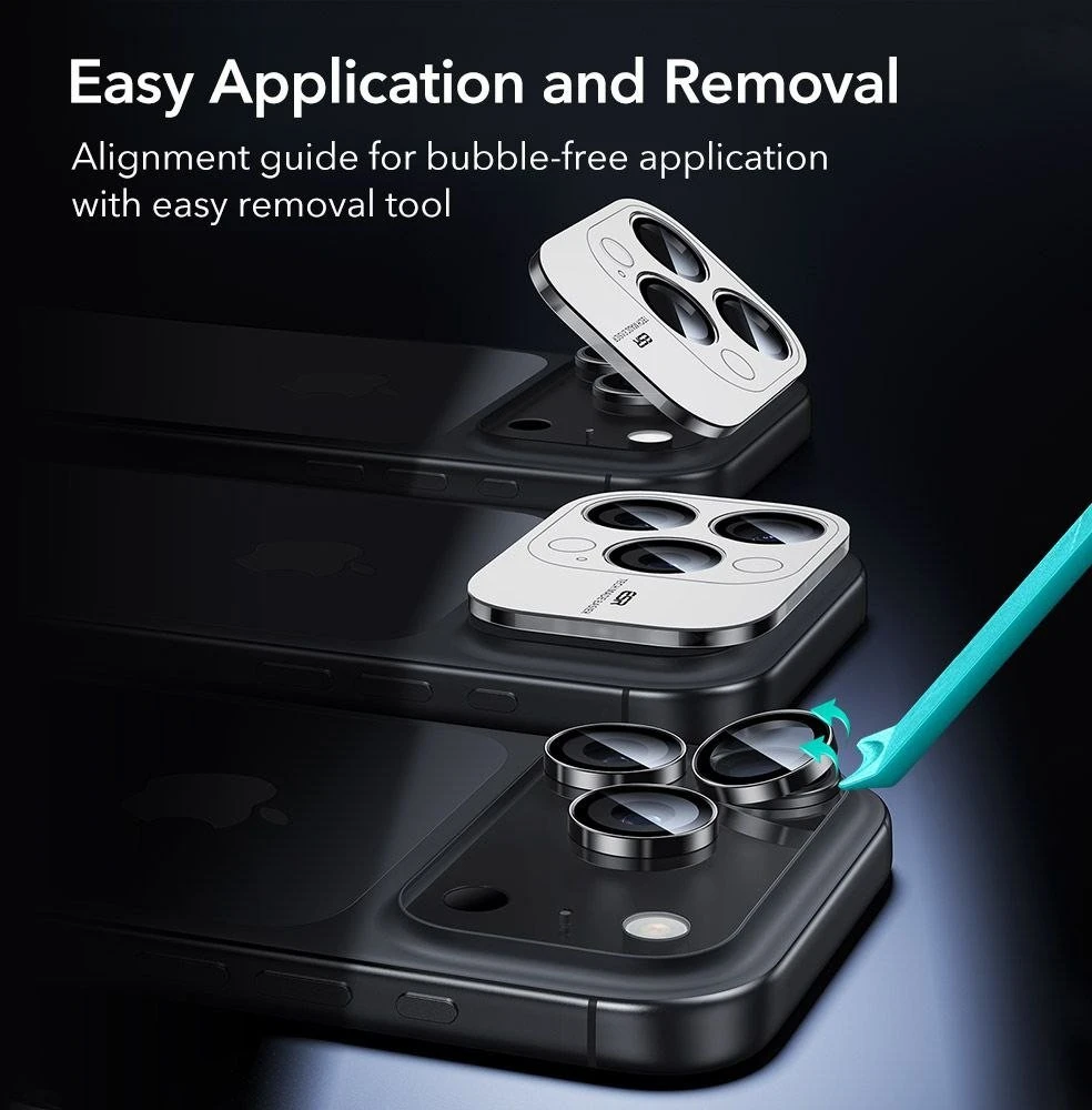 ESR Armorite kameros apsauga skirta Apple iPhone 14 Pro / Pro Max / 15 Pro / Pro Max / 16 Pro / Pro Max / 17 Pro / Pro Max – juodos spalvos