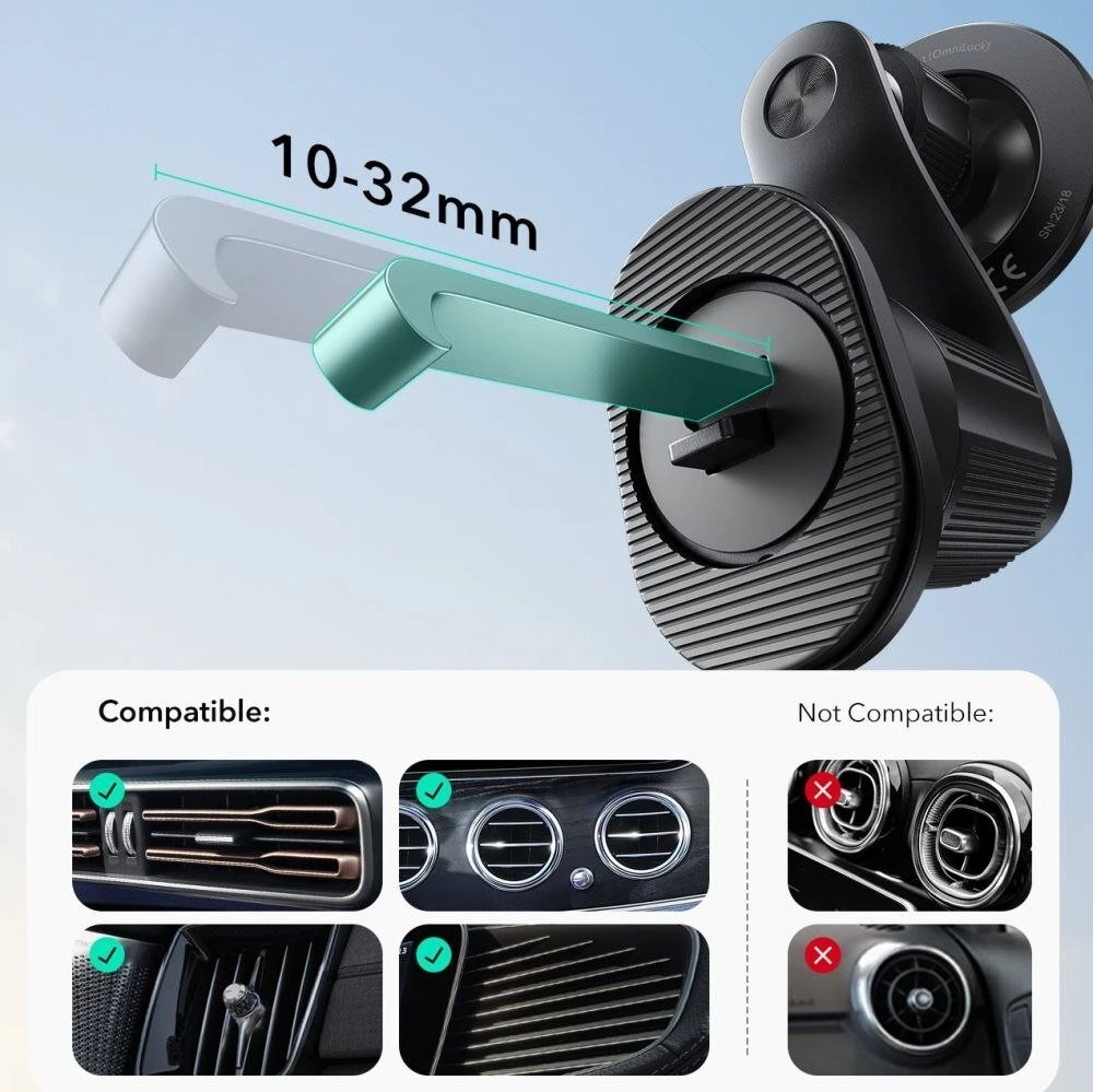ESR OmniLock Magnetic MagSafe Vent car mountjuodos spalvos
