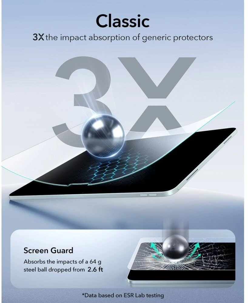 Apsauginė plėvelė ESR Paper Feel Apple iPad Air 10.9” 4 / 5 / 2020-2022 / 11” 6 / 7 / 8 / 2024-2026 skaidri