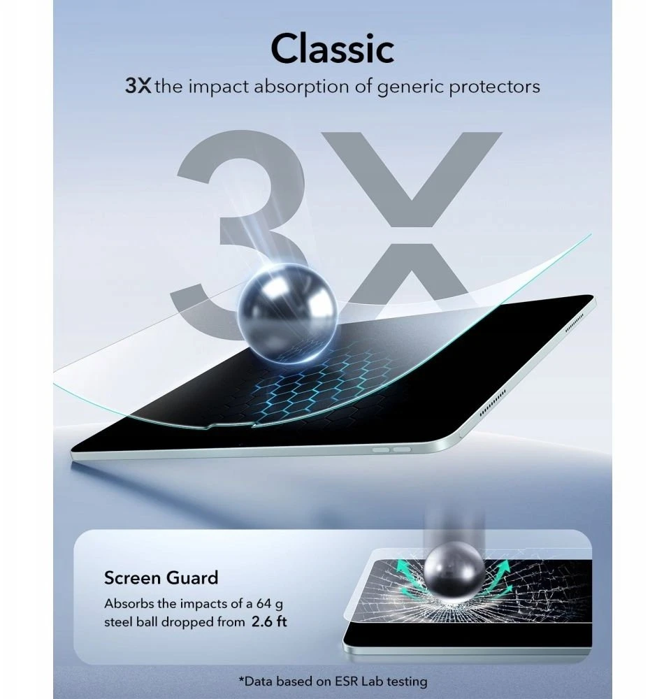 Apsauginė plėvelė ESR Paper Feel Apple iPad Air 13” 1 / 2 / 3 2024-2026 skaidri