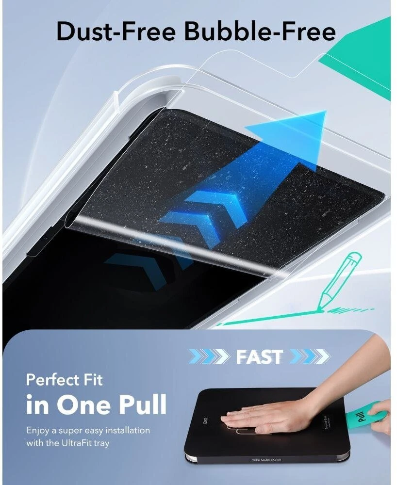 Apsauginė plėvelė ESR Paper Feel Apple iPad Air 10.9” 4 / 5 / 2020-2022 / 11” 6 / 7 / 8 / 2024-2026 skaidri