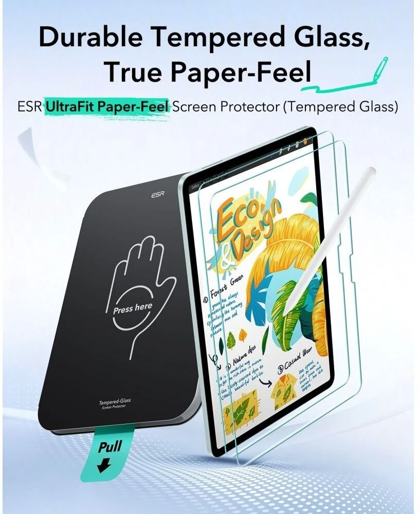 Apsauginė plėvelė ESR Paper Feel Apple iPad Air 10.9” 4 / 5 / 2020-2022 / 11” 6 / 7 / 8 / 2024-2026 skaidri