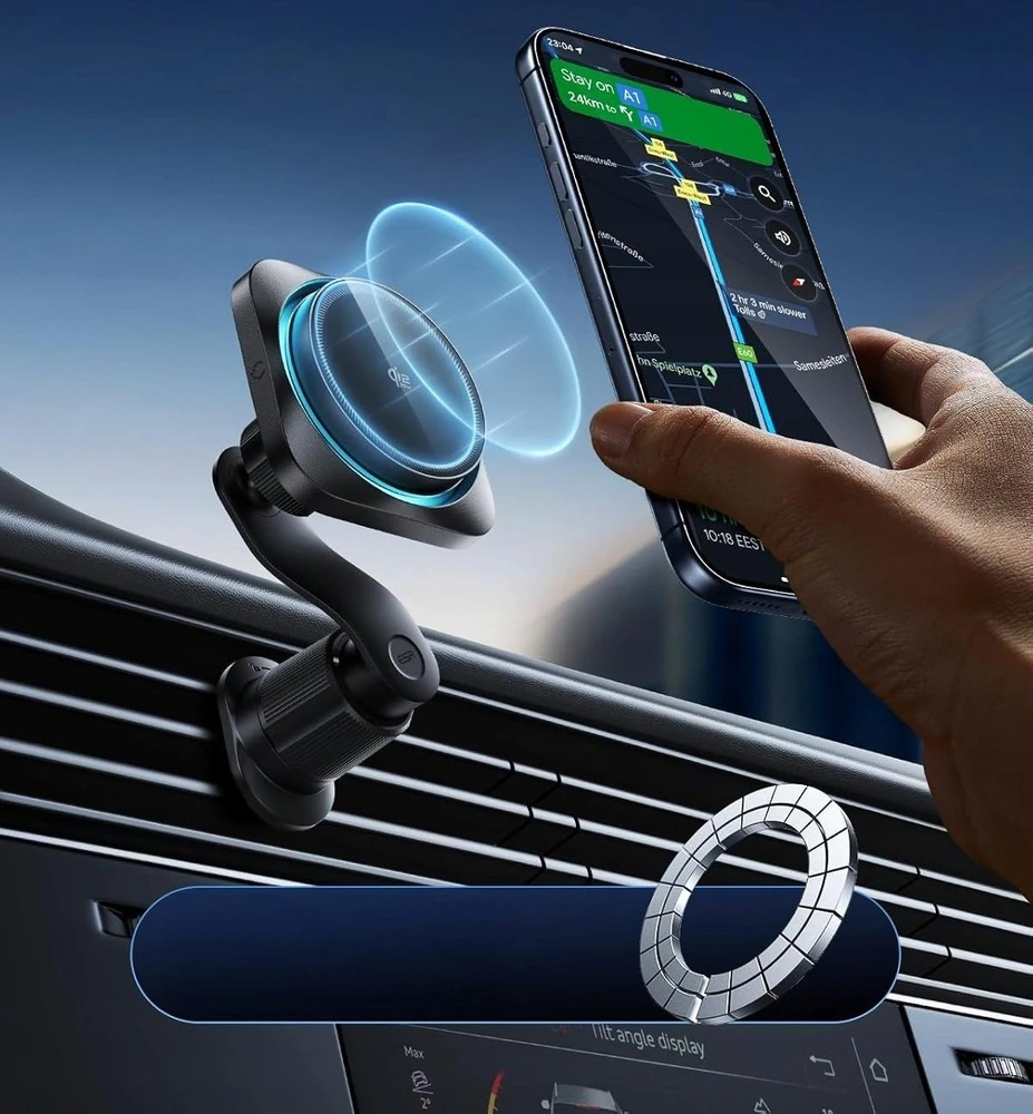 ESR OmniLock Qi2.2 magnetinis MagSafe automobilio laikiklis į oro išleidimo angą - Juodas