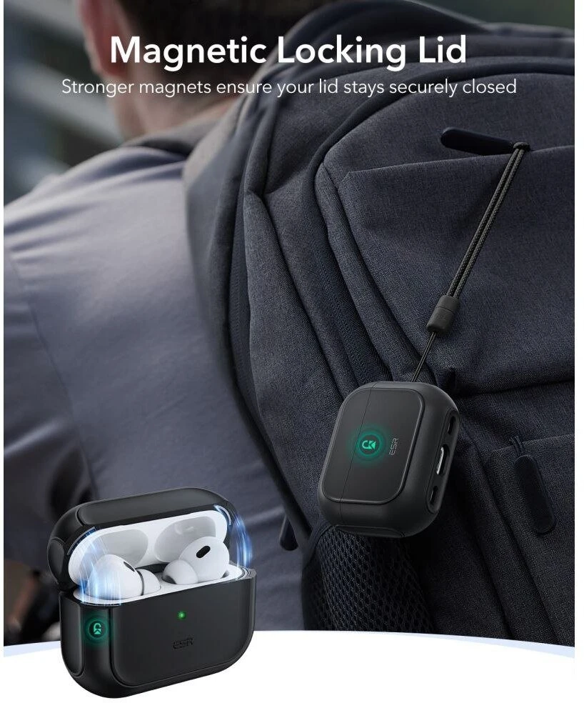 ESR Orbit HaloLock MagSafe dėklas, skirtas AirPods Pro 3 - juodas