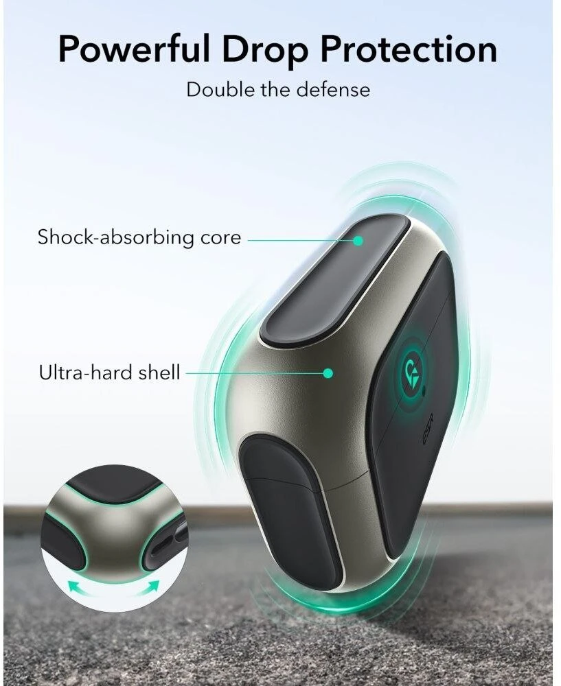 ESR Orbit HaloLock MagSafe dėklas, skirtas AirPods Pro 3 ausinėms – pilkas ir juodas