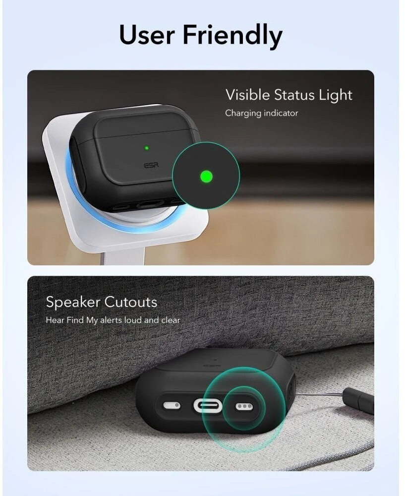 ESR Orbit HaloLock MagSafe dėklas, skirtas AirPods Pro 3 - juodas