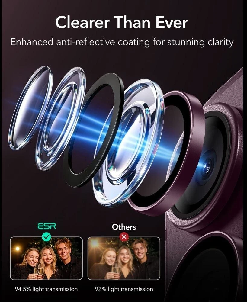 KAMEROS APSAUGA ESR ARMORITE CAMERA PROTECTOR iPhone 18 PRO / 18 PRO MAX DEEP BURGUNDY