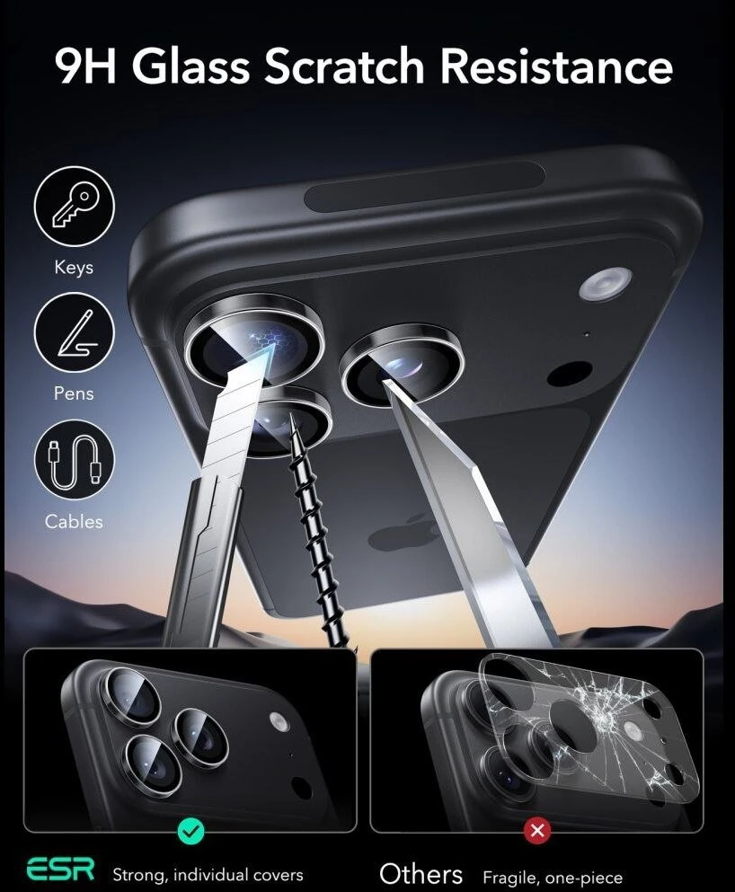 KAMEROS APSAUGA ESR ARMORITE CAMERA PROTECTOR iPhone 18 PRO / 18 PRO MAX SKAIDRI