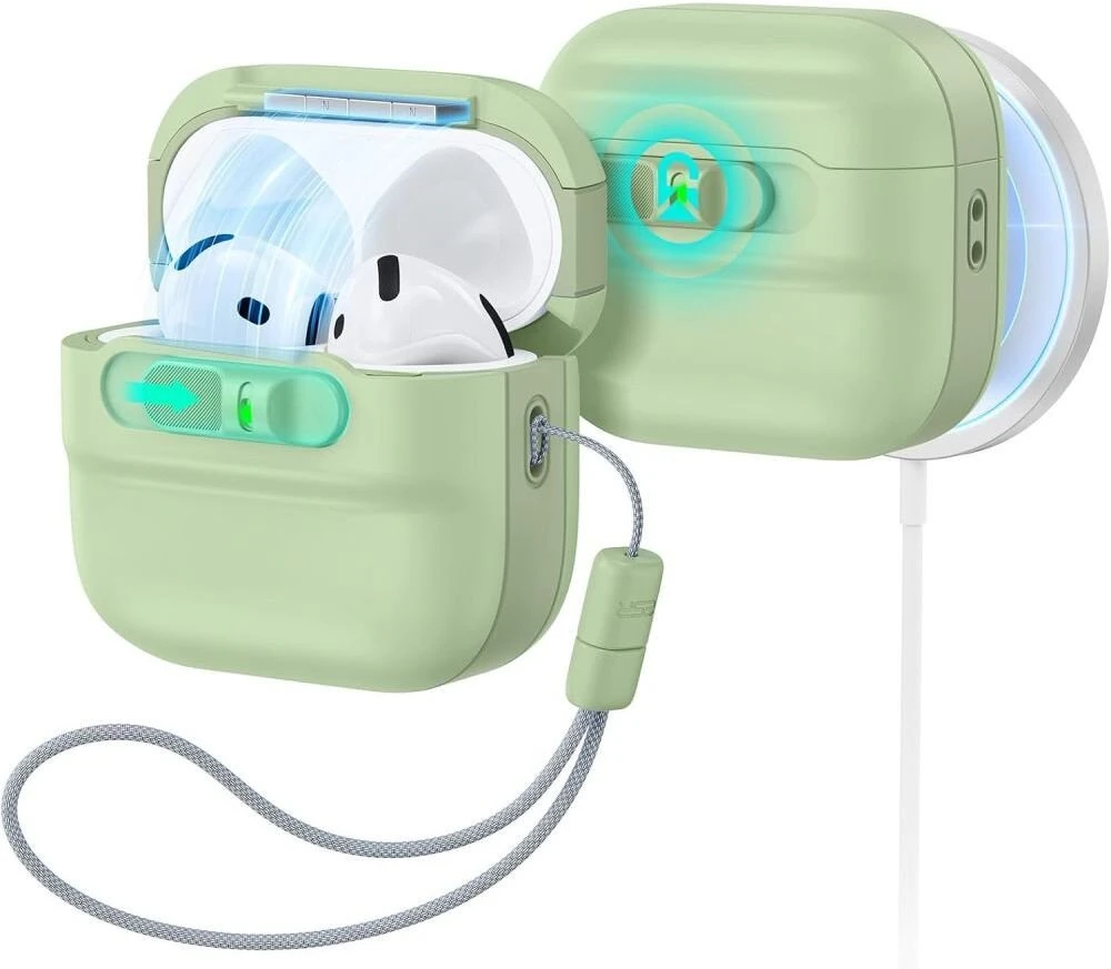 ESR Pulse HaloLock MagSafe dėklas Apple AirPods 4 / 5 - šviesiai žalias