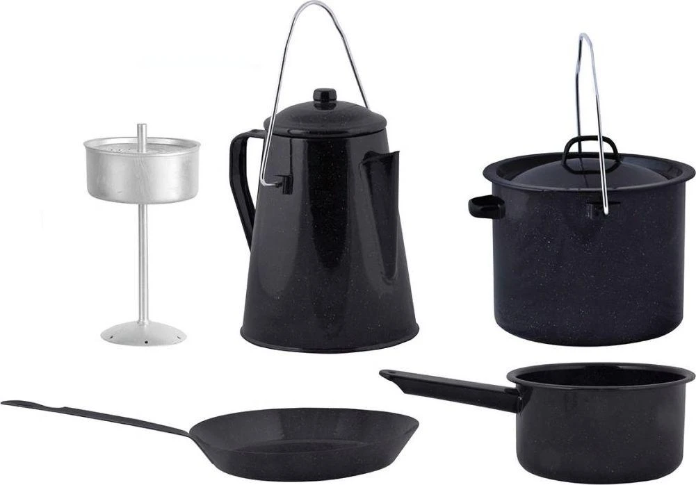 Esschert Design Gaminimui lauke skirtas indų rinkinys, 4 dalių, juodas