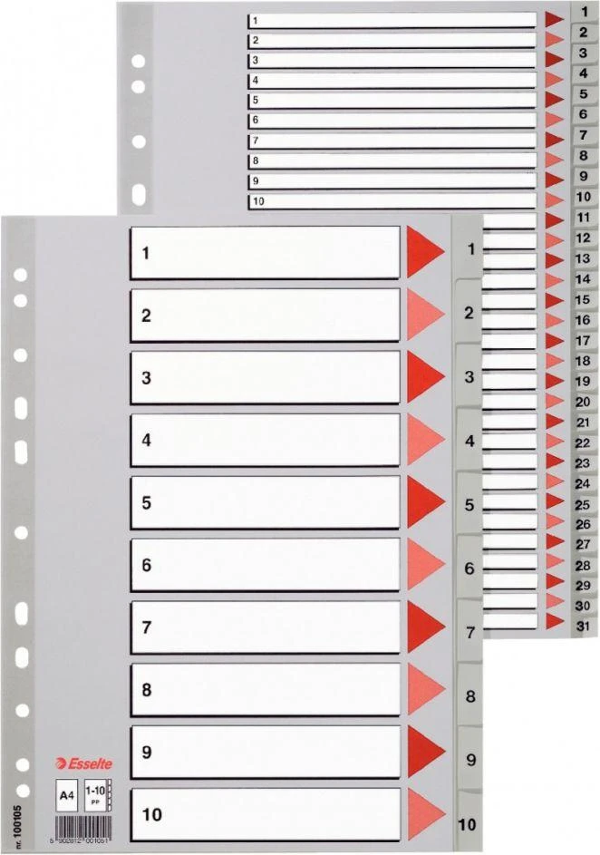 Skiriamieji lapai ESSELTE, 1-10, A4, PP