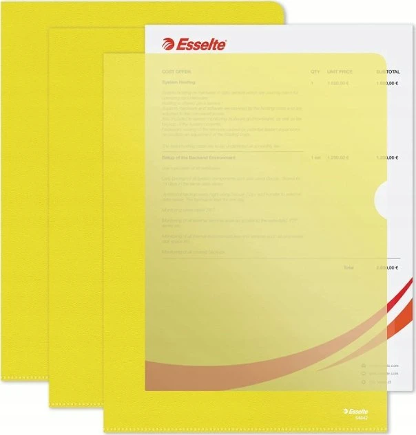 Laikiklis Leitz Esselte Esselte 54842, A4, Polypropylene (PP), Geltona, Portrait, 220 mm, 1 mm