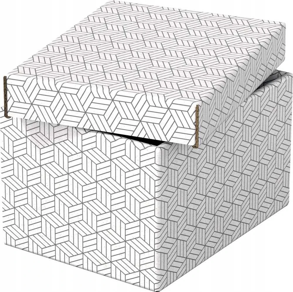 Daiktadėžė ESSELTE, su dangteliu, 200x150x255, balta-pilka (3vnt./pak.)