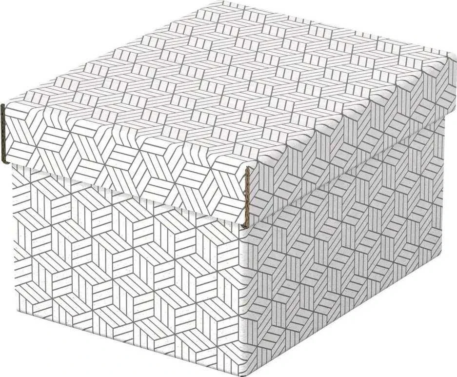 Daiktadėžė ESSELTE, su dangteliu, 200x150x255, balta-pilka (3vnt./pak.)