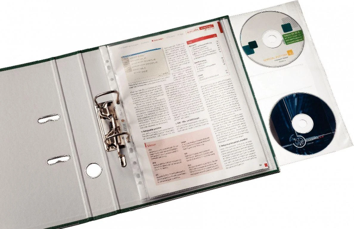 Esselte Koszulki Combo na dokumenty i CD 30% PP su recyklingu 130 mic.