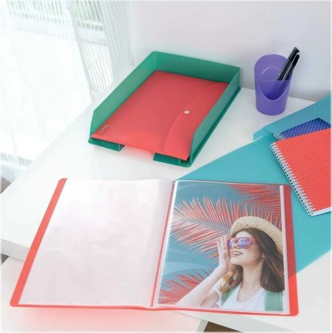 Koralinės Esselte Colour'Breeze A4 įmautės ir piniginė