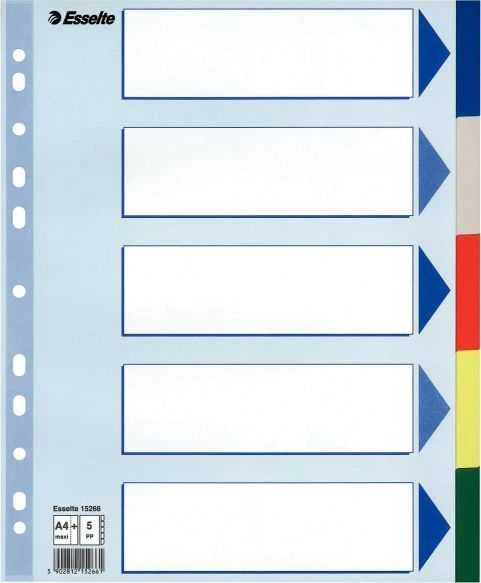 Esselte Maxi A4 registras su 5 spalvotais skirtukais