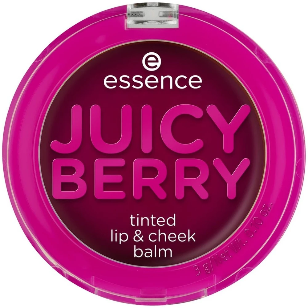 „Essence Juicy Berry“ tonuotas lūpų ir skruostų balzamas 2 viename, violetinis, 3 g