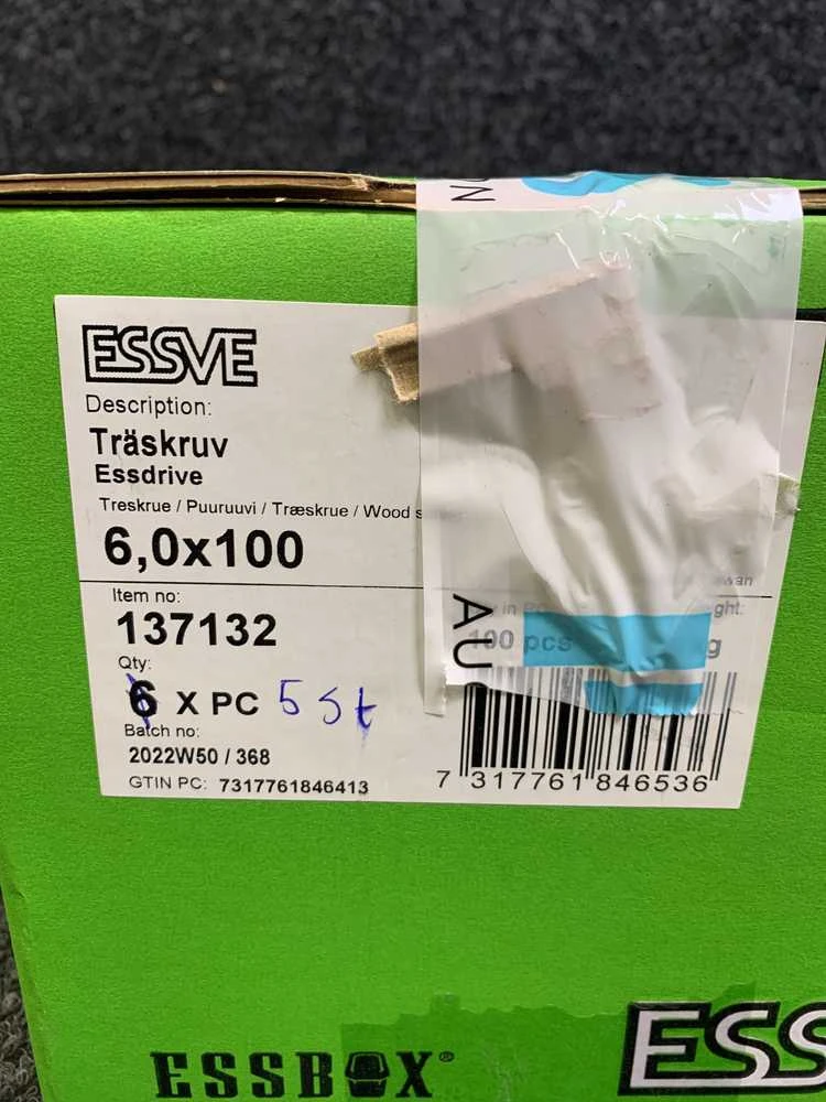 Medsraigčiai Essve, 6 x 100 mm, TX30, 100 vnt.
